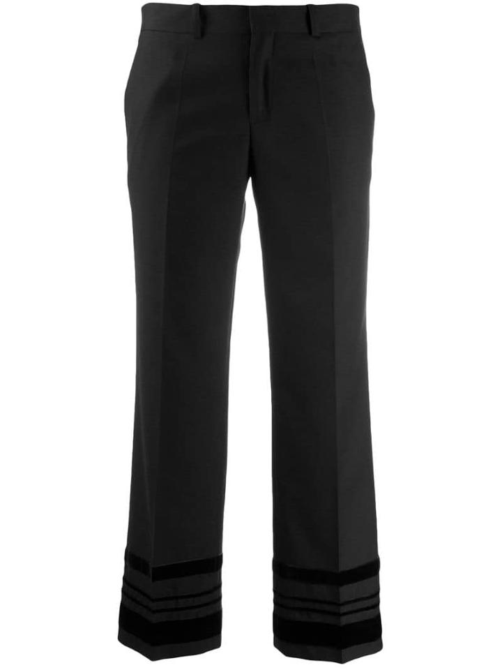 Each X Other Velvet Striped Cropped Pants - Black