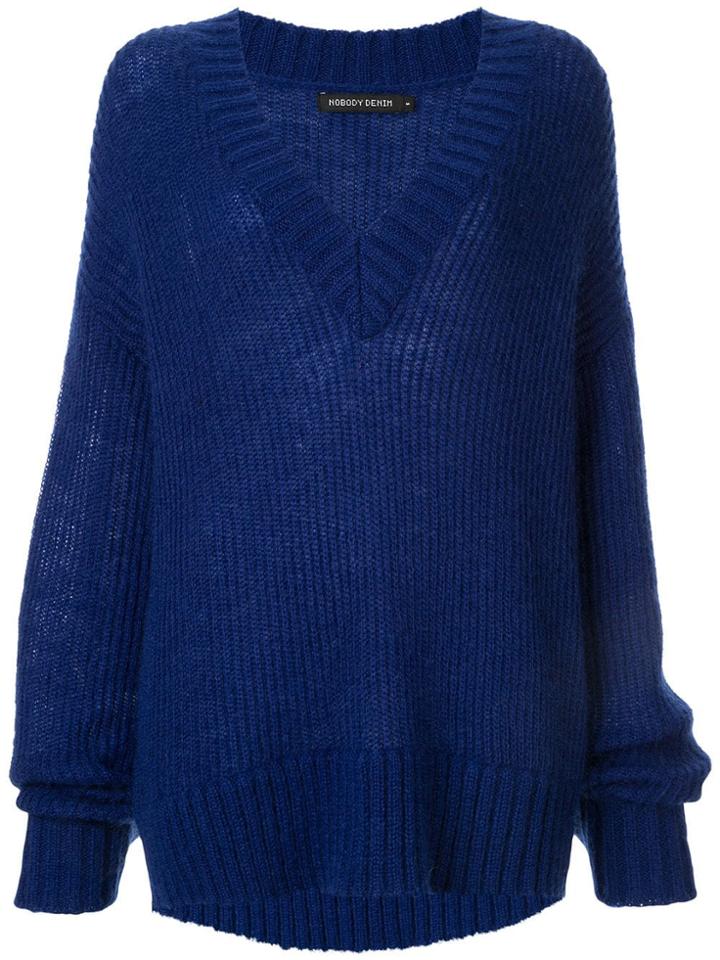 Nobody Denim Soho V-neck Jumper - Blue