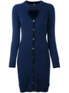 Love Moschino Cut-out Heart Knit Dress, Women's, Size: 44, Blue, Viscose/polyamide/wool/cashmere