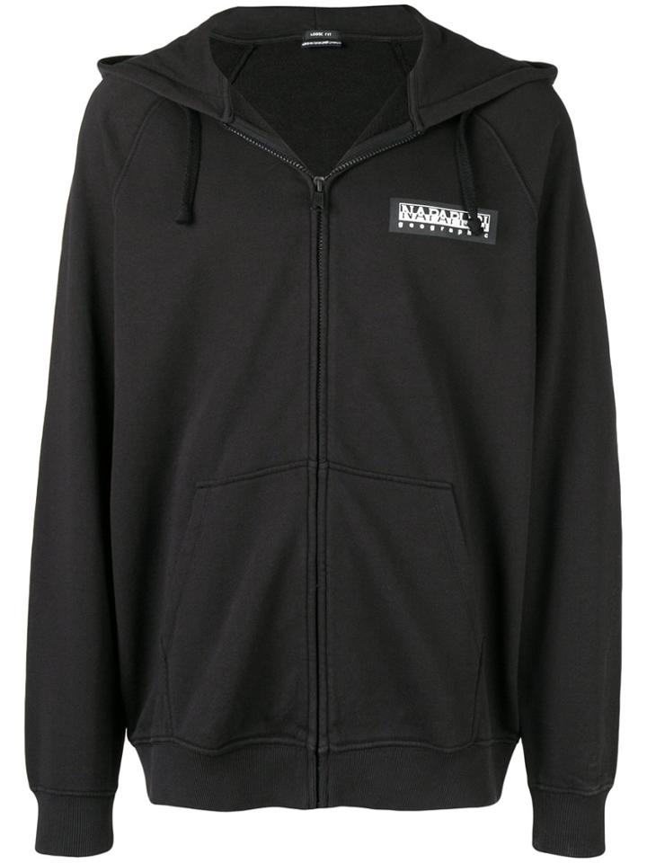 Napapijri Logo Patch Zipped Hoodie - Black