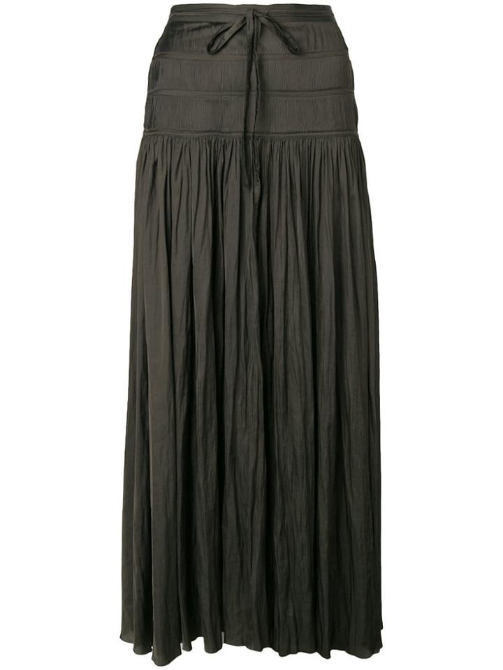 Ulla Johnson High Waisted Pleated Skirt - Green