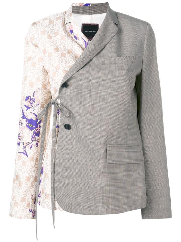 Snow Xue Gao Half-printed Wrap Blazer - Grey