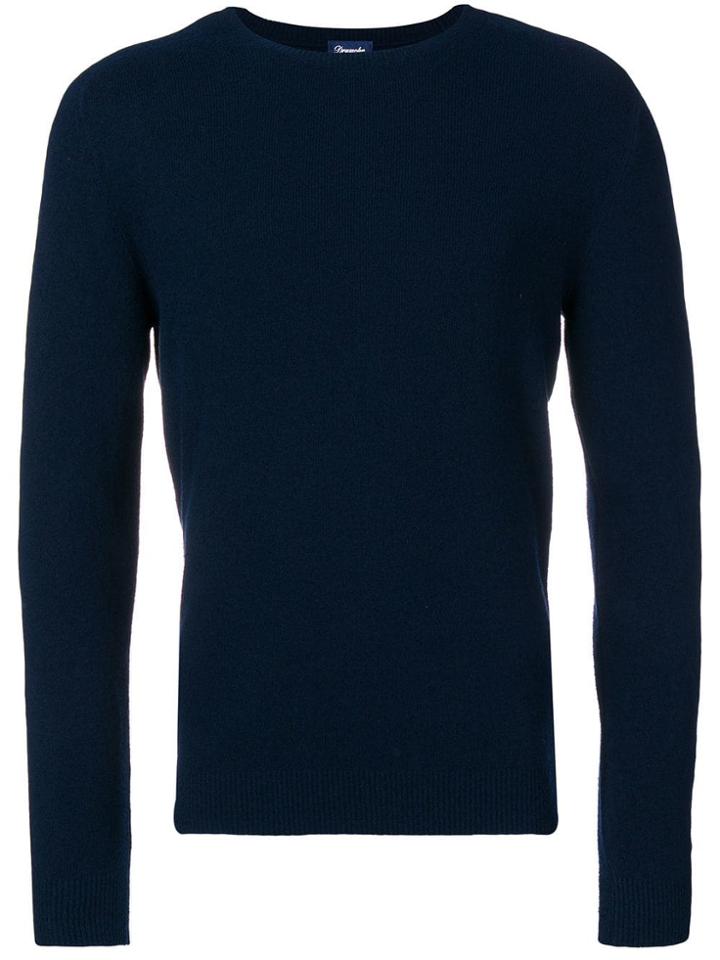 Drumohr Ribbed Knit Crew Neck Sweater - Blue