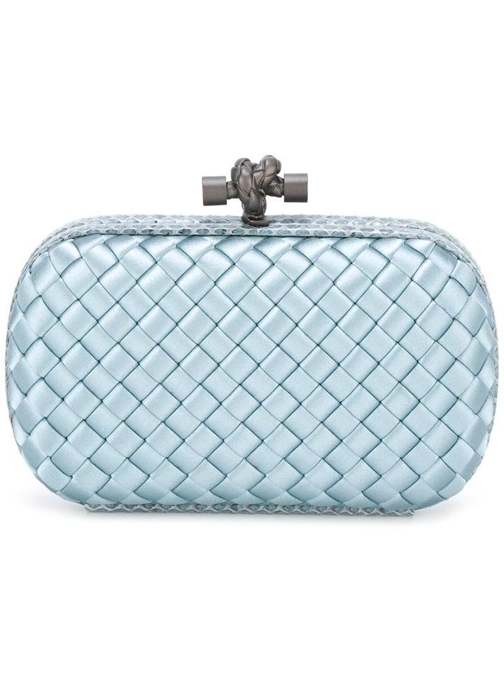 Bottega Veneta Intrecciato Knot Clutch, Women's, Blue, Viscose