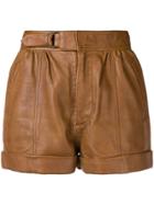 Zadig & Voltaire Short Leather Shorts - Brown