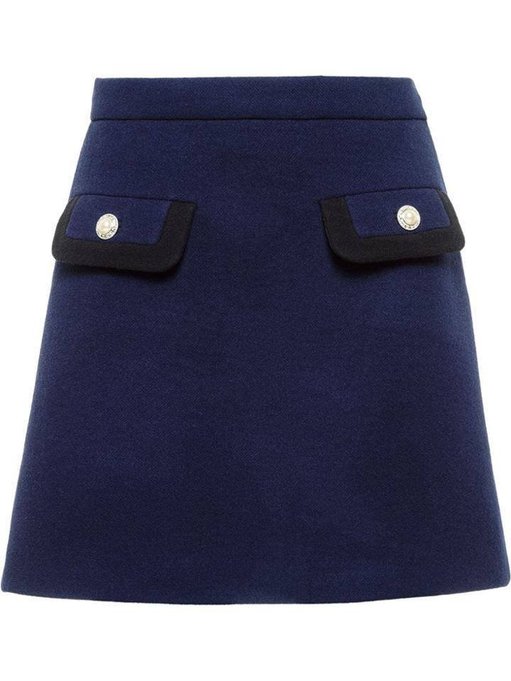 Miu Miu Jewel Buttoned Skirt - Blue
