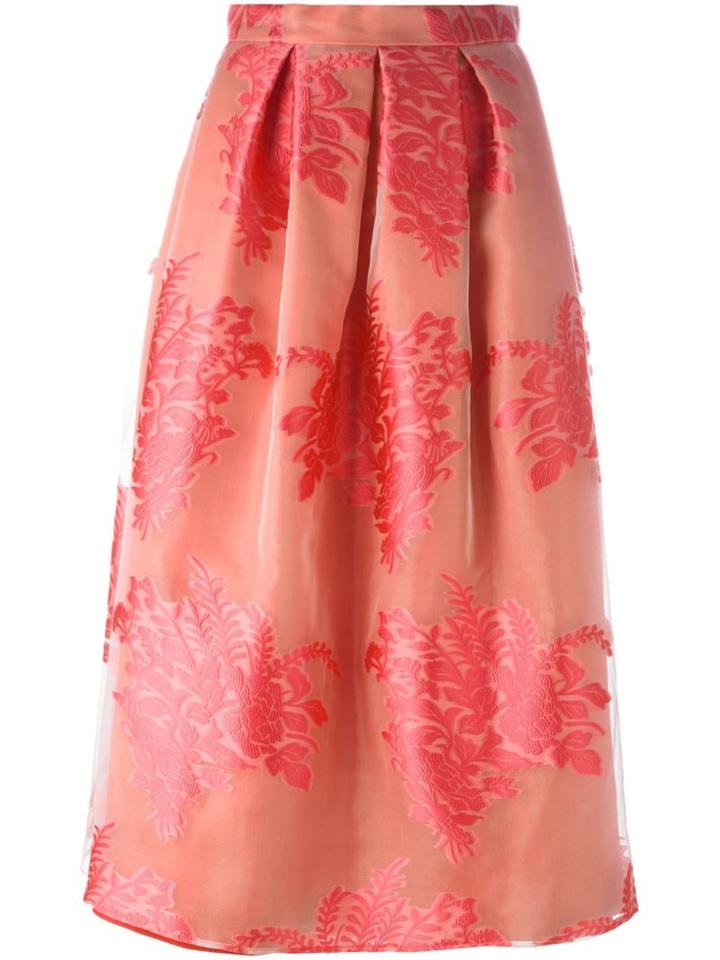 Si-jay Floral Embroidery Pleated Skirt