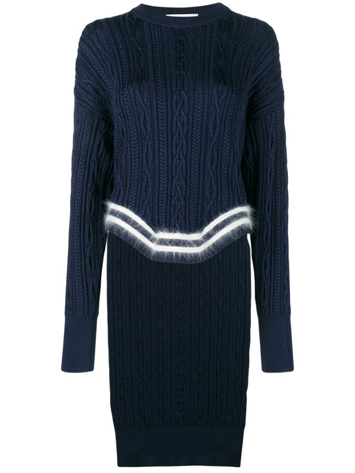 Esteban Cortazar Poet Cable Knit Jumper With Asymmetric Hem - Blue