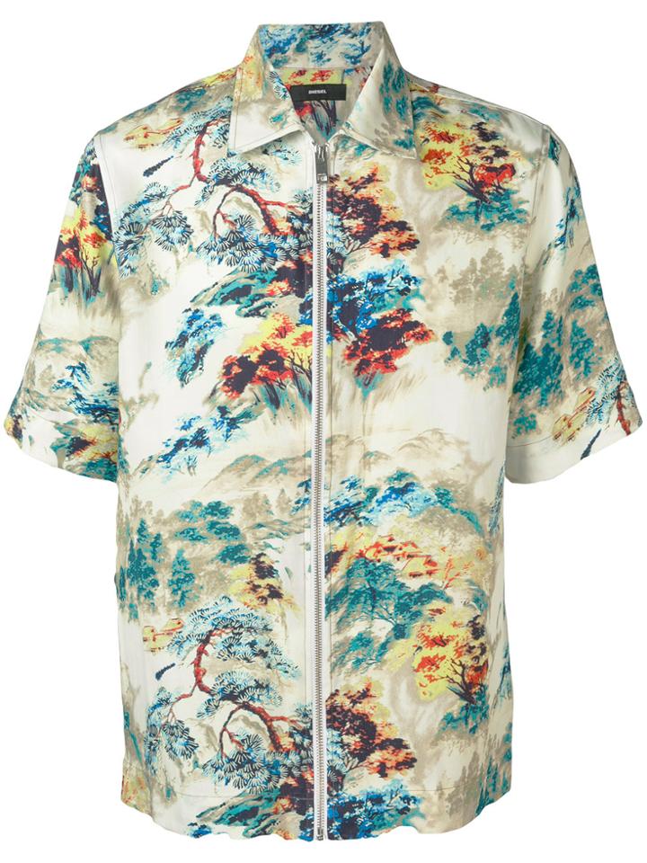 Diesel Printed Zip-front Shirt - Multicolour