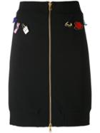 Moschino - Pin Badge Skirt - Women - Polyester/triacetate/viscose - 44, Black, Polyester/triacetate/viscose