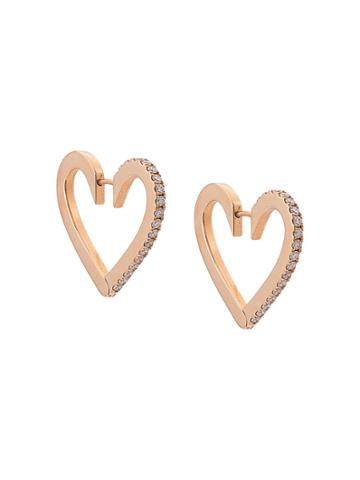 Cadar 18kt Rose Gold Endless Medium Diamond Heart Hoops