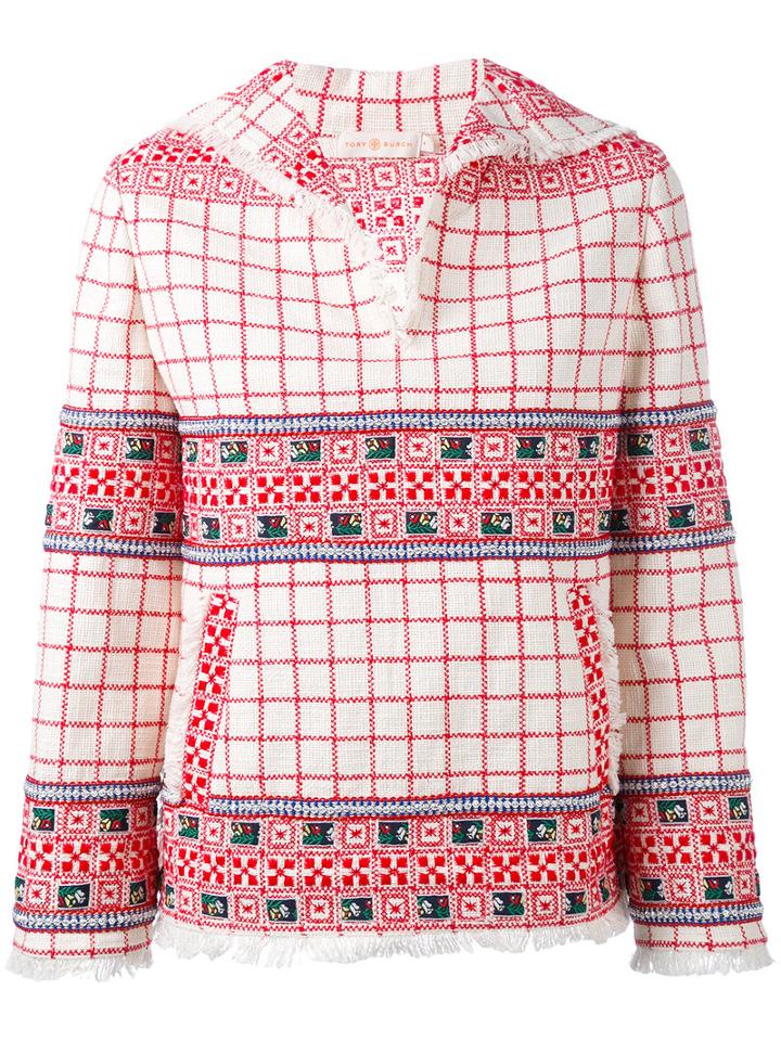 Tory Burch - Embroidered Top - Women - Cotton/polyester - 6, Nude/neutrals, Cotton/polyester