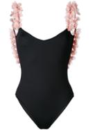 La Reveche - Petals Applique Swimsuit - Women - Polyamide/spandex/elastane - M, Black, Polyamide/spandex/elastane
