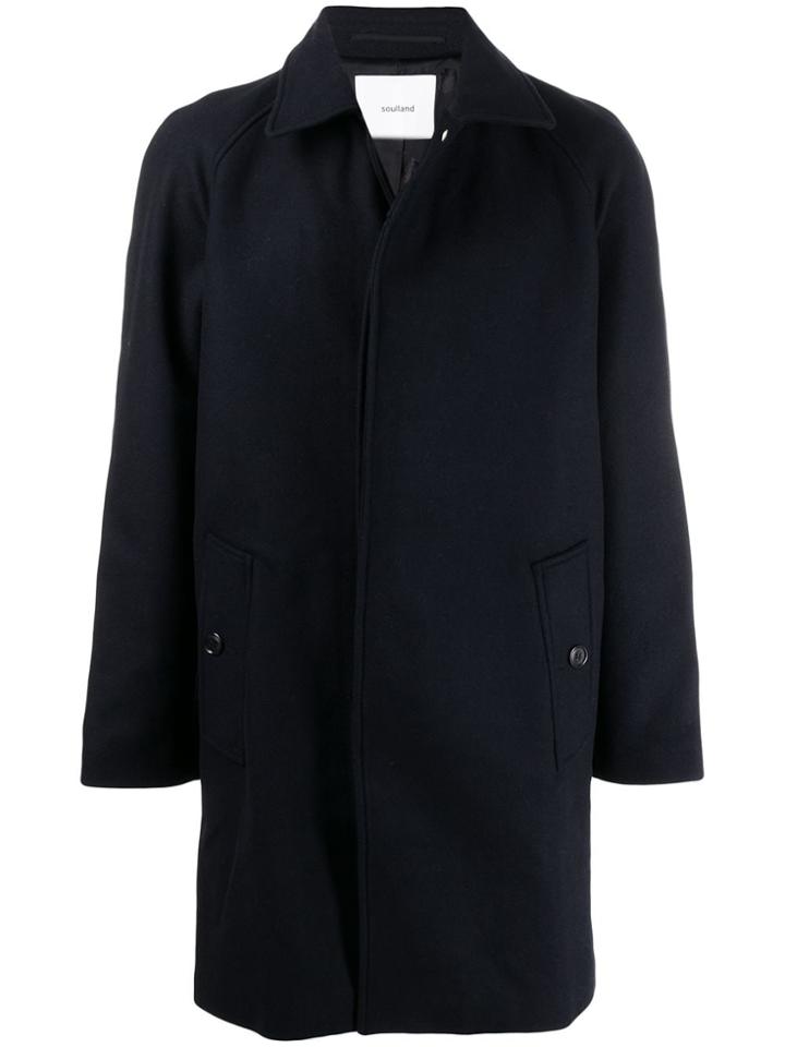 Soulland Boge Single-breasted Coat - Blue