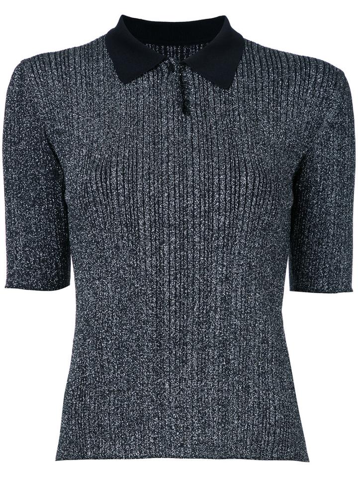 Le Ciel Bleu - Knitted Polo Top - Women - Nylon/polyester/polyurethane/rayon - 36, Black, Nylon/polyester/polyurethane/rayon