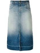 Current/elliott - Faded Denim Midi Skirt - Women - Cotton - 26, Blue, Cotton