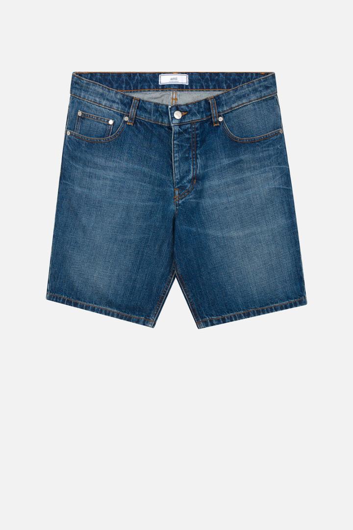 Ami Alexandre Mattiussi Denim Bermuda Shorts, Men's, Size: Xxl, Blue, Cotton