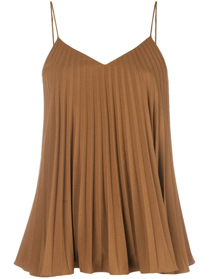 Tibi Edith Pleating Cami Top - Brown