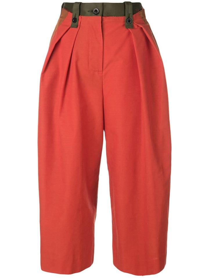 Sacai Cropped Colour Block Trousers - Green