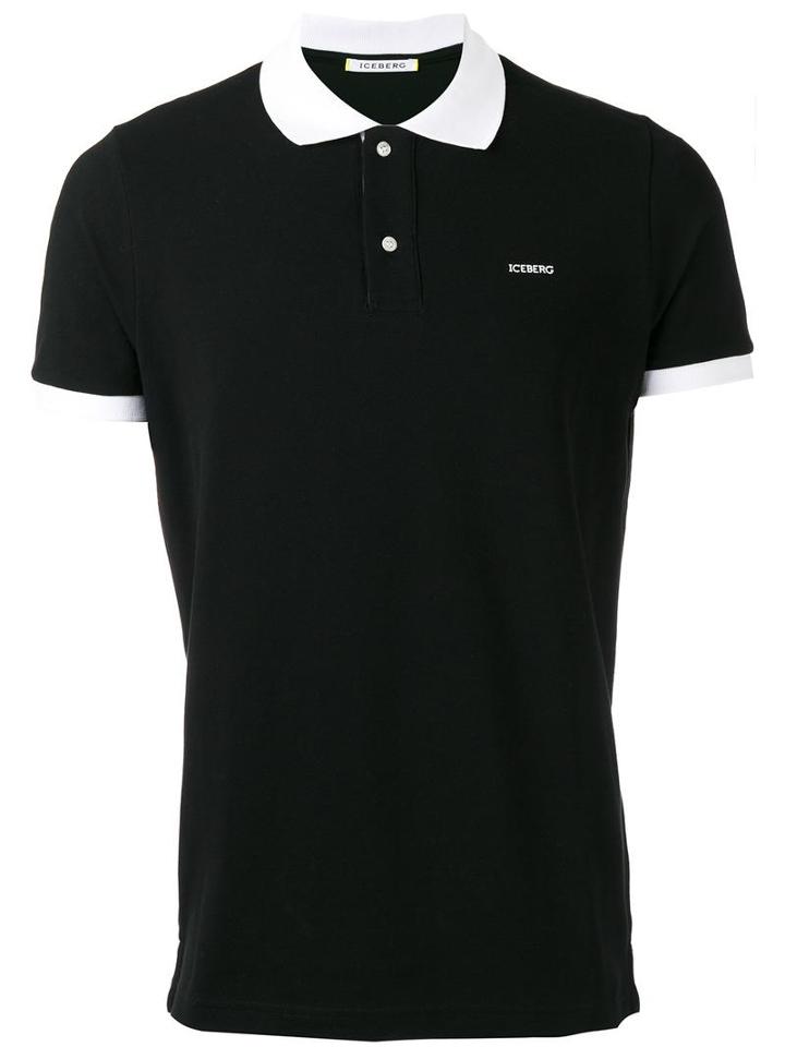 Iceberg Rear Print Polo Shirt, Men's, Size: Xxl, Black, Cotton