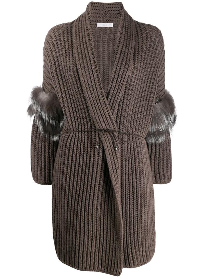 Fabiana Filippi Belted Rib Cardigan - Grey