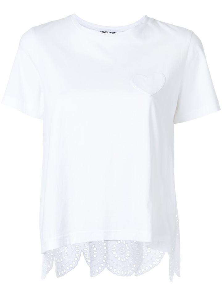 Muveil - Heart Patch T-shirt - Women - Cotton - 40, White, Cotton
