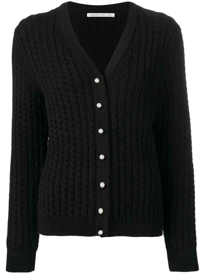 Alessandra Rich Rope Knit Cardigan - Black