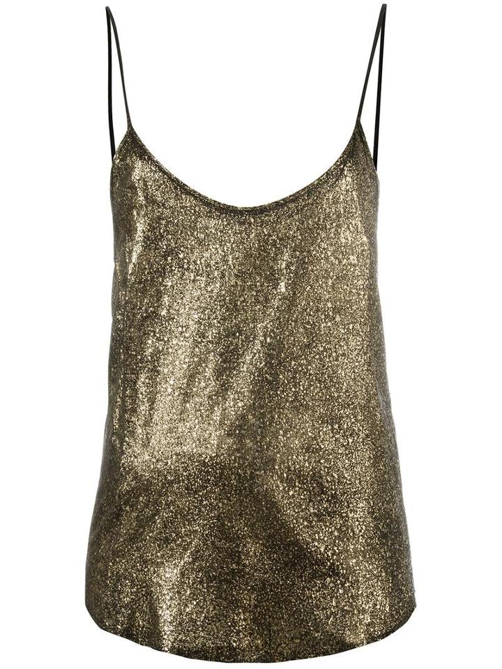 Rta - Metallic Cami Top - Women - Silk - M, Black, Silk