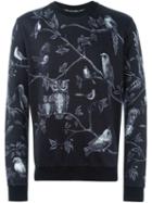 Dolce & Gabbana Bird Print Sweatshirt, Men's, Size: 52, Black, Cotton