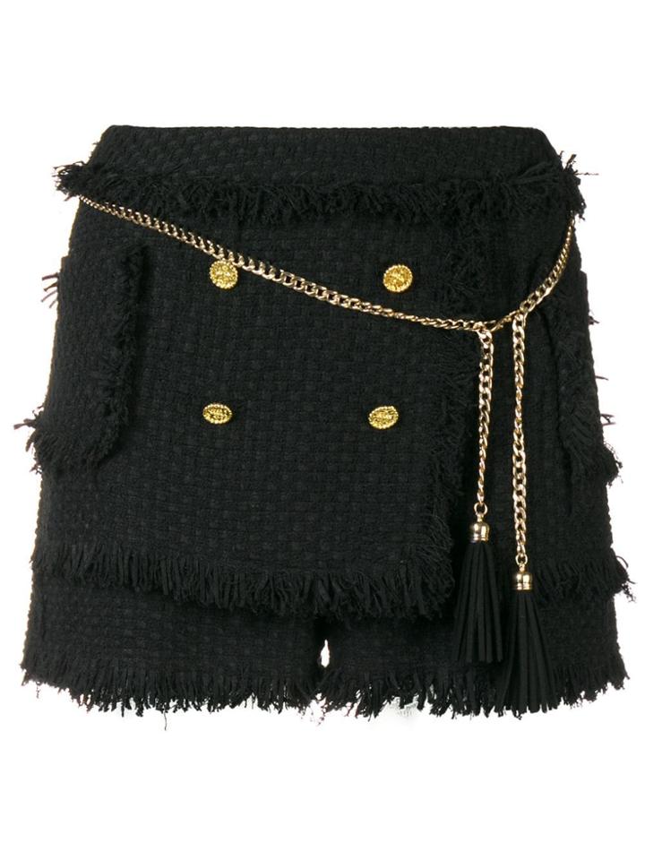 Edward Achour Paris Chain Detail Tweed Shorts - Black