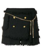 Edward Achour Paris Chain Detail Tweed Shorts - Black