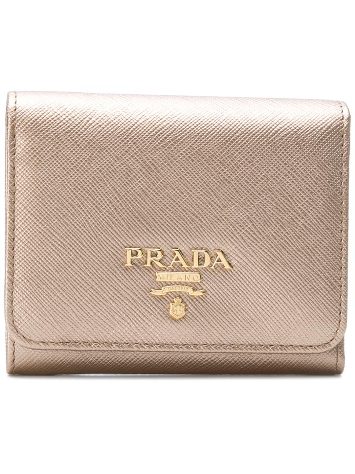Prada Metallic Flap Mini Wallet