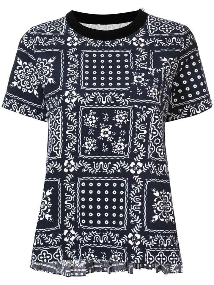 Sacai Pleated Back Printed T-shirt - Blue