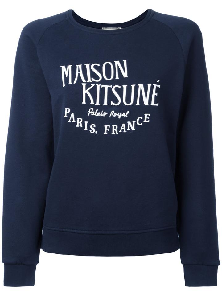 Maison Kitsuné 'palais Royal' Print Sweatshirt, Women's, Size: Large, Blue, Cotton