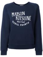 Maison Kitsuné 'palais Royal' Print Sweatshirt, Women's, Size: Large, Blue, Cotton