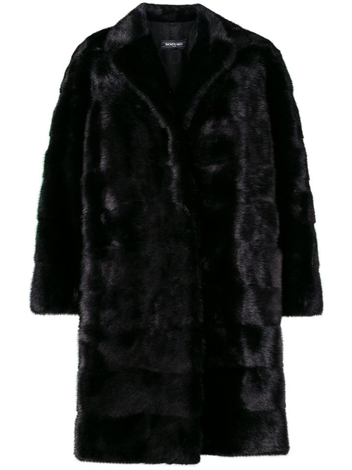 Simonetta Ravizza Oversize Panelled Fur Coat - Black