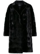 Simonetta Ravizza Oversize Panelled Fur Coat - Black