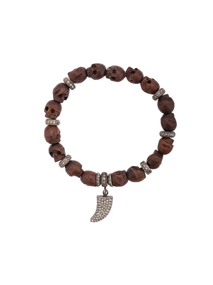 Loree Rodkin Tooth Charm Beaded Bracelet - Brown