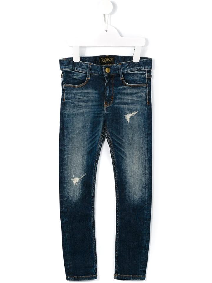 Finger In The Nose Distressed Skinny Jeans, Girl's, Size: 10 Yrs, Blue