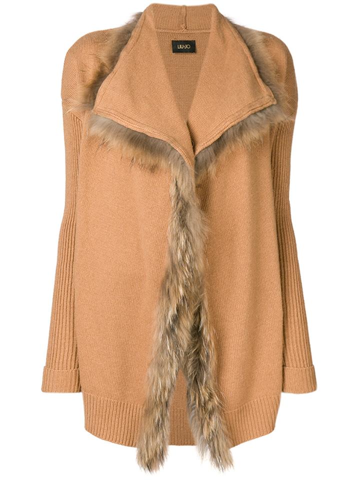 Liu Jo Ribbed Fur Cardigan - Brown