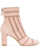 Alexandre Birman Stitch Panelled Ankle Boots - Pink & Purple