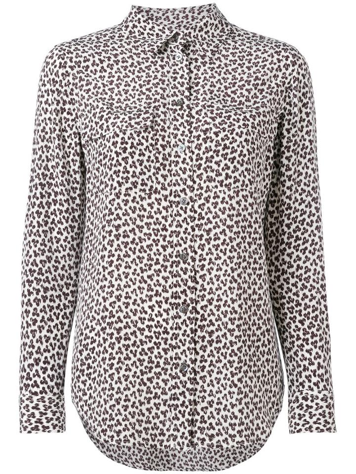Equipment - Leopard Print Shirt - Women - Silk - L, White, Silk