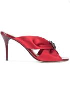 Oscar De La Renta Stone Embellished Mules - Red