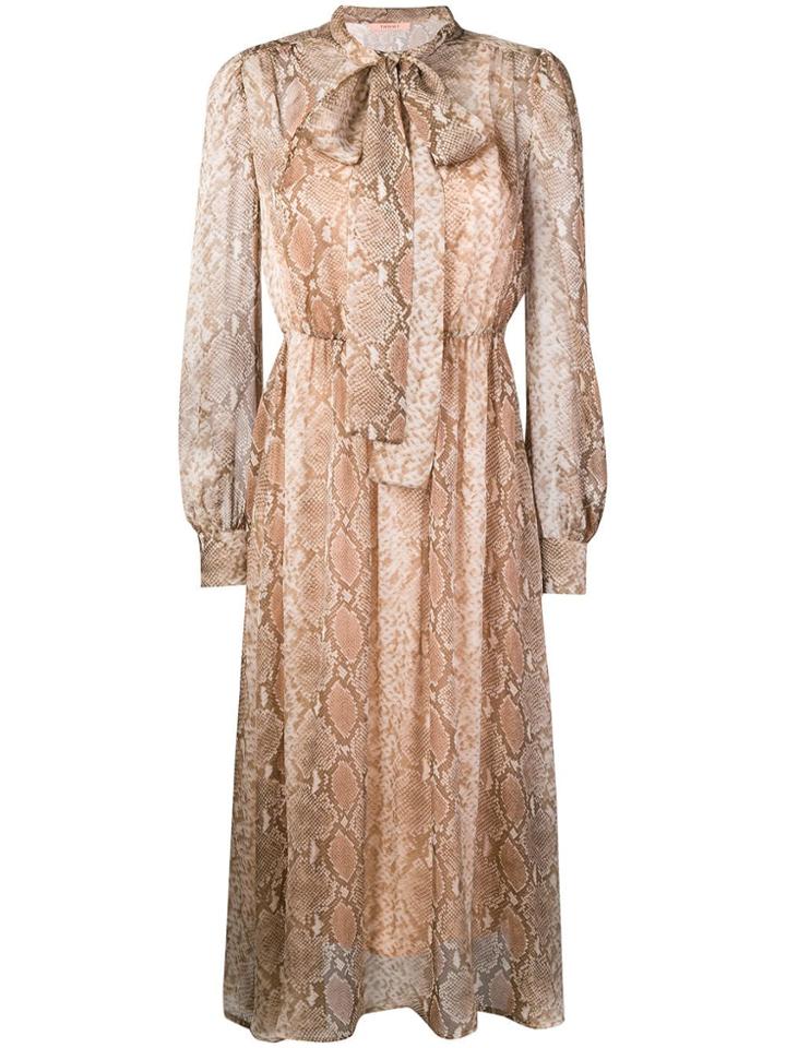 Twin-set Snake Printed Midi Dress - Nude & Neutrals