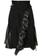 Sacai Asymmetric Pleated Skirt - Black