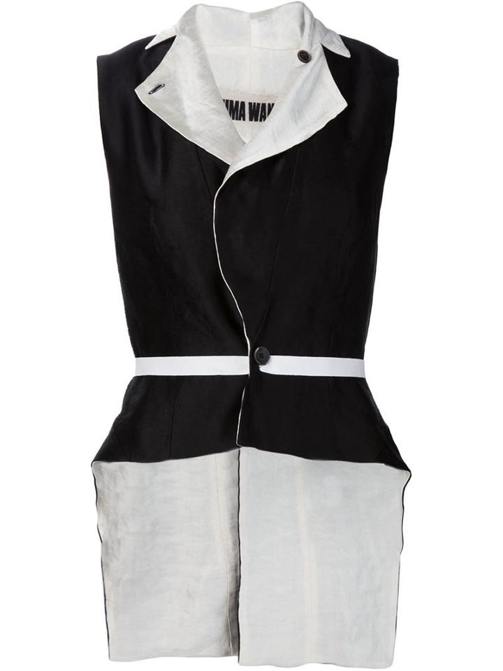 Uma Wang Contrasting Lapel Vest, Women's, Size: Medium, Black, Acetate/linen/flax/viscose