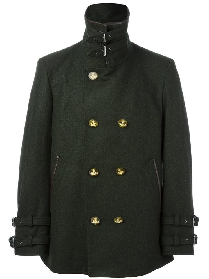 Vivienne Westwood Man Short-length Military Coat, Men's, Size: 50, Green, Polyamide/acetate/viscose/virgin Wool