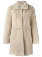 Salvatore Ferragamo Concealed Fastening Fur Coat, Women's, Size: 42, Nude/neutrals, Silk/mink Fur