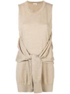 Chloé Knot-detail Sleeveless Knitted Top - Nude & Neutrals