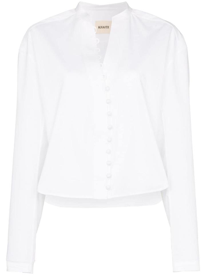 Khaite Charlotte Mandarin-collared Shirt - White